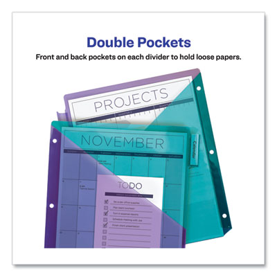 Big Tab Insertable Two-Pocket Plastic Dividers, 8-Tab, 11.13 x 9.25, Assorted, 1 Set OrdermeInc OrdermeInc