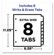 AVERY PRODUCTS CORPORATION Write and Erase Durable Plastic Dividers with Slash Pocket, 3-Hold Punched, 8-Tab, 11.13 x 9.25, Assorted, 1 Set