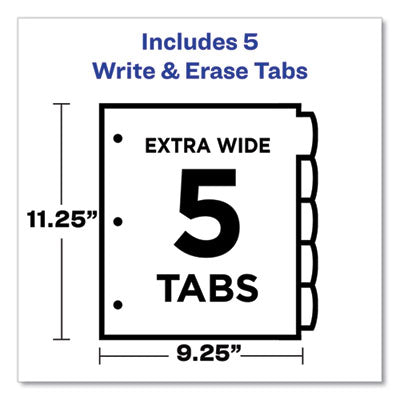 Write and Erase Durable Plastic Dividers with Straight Pocket, 5-Tab, 11.13 x 9.25, White, 1 Set OrdermeInc OrdermeInc