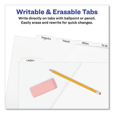 Write and Erase Durable Plastic Dividers with Straight Pocket, 5-Tab, 11.13 x 9.25, White, 1 Set OrdermeInc OrdermeInc