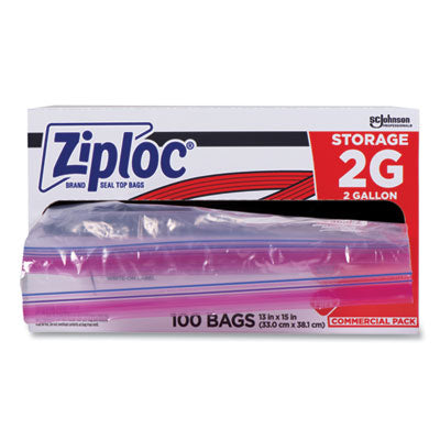 Ziploc® Double Zipper Storage Bags, 2 gal, 1.75 mil, 15" x 13", Clear, 100/Carton OrdermeInc OrdermeInc