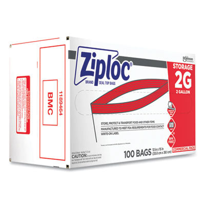 Ziploc® Double Zipper Storage Bags, 2 gal, 1.75 mil, 15" x 13", Clear, 100/Carton OrdermeInc OrdermeInc