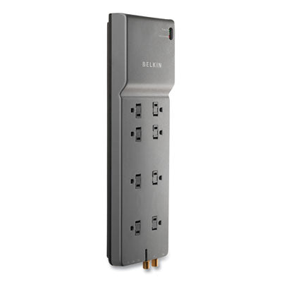 BELKIN COMPONENTS Home/Office Surge Protector, 8 AC Outlets, 12 ft Cord, 3,390 J, Dark Gray