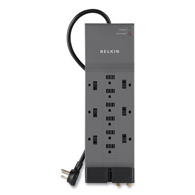 BELKIN COMPONENTS Professional Series SurgeMaster Surge Protector, 12 AC Outlets, 8 ft Cord, 3,780 J, Dark Gray