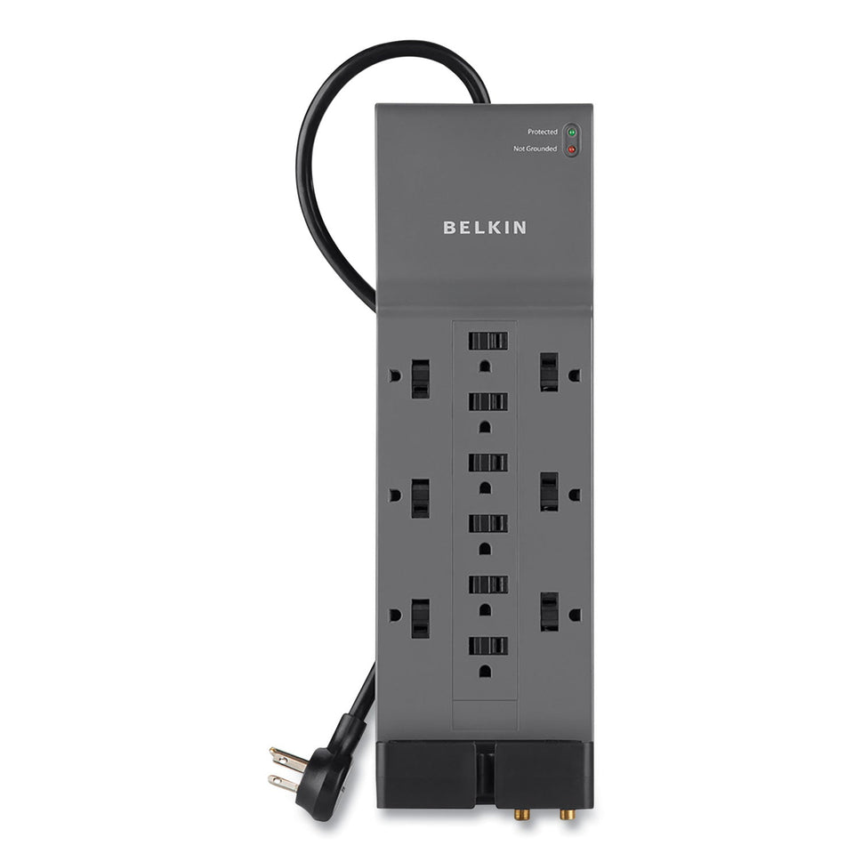 BELKIN COMPONENTS Professional Series SurgeMaster Surge Protector, 12 AC Outlets, 8 ft Cord, 3,780 J, Dark Gray