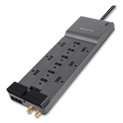 BELKIN COMPONENTS Professional Series SurgeMaster Surge Protector, 12 AC Outlets, 10 ft Cord, 3,996 J, Dark Gray