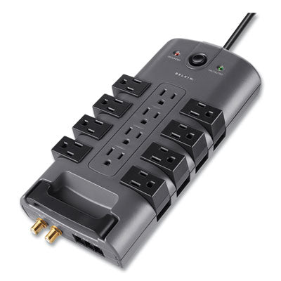 BELKIN COMPONENTS Pivot Plug Surge Protector, 12 AC Outlets, 8 ft Cord, 4,320 J, Gray