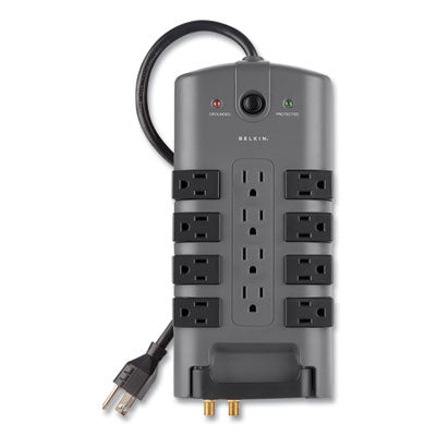 BELKIN COMPONENTS Pivot Plug Surge Protector, 12 AC Outlets, 8 ft Cord, 4,320 J, Gray