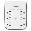 BELKIN COMPONENTS SurgePlus USB Wall Mount Charger, 6 AC Outlets/2 USB Ports, 900 J, White/Black