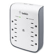 BELKIN COMPONENTS SurgePlus USB Wall Mount Charger, 6 AC Outlets/2 USB Ports, 900 J, White/Black