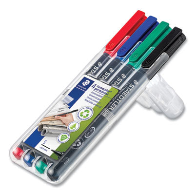 Lumocolor Permanent Marker Pen, Porous Point, Extra-Fine, 0.4 mm, Assorted Ink Colors/Barrel, 4/Pack OrdermeInc OrdermeInc