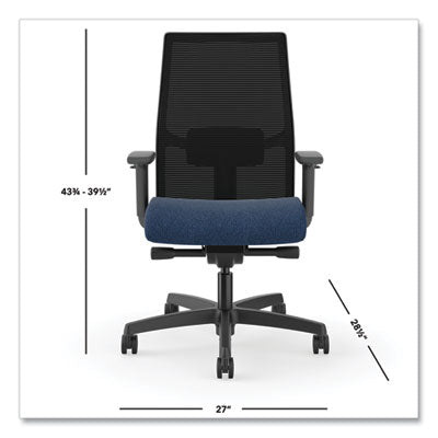 Ignition 2.0 4-Way Stretch Mid-Black Mesh Task Chair, Supports 300 lb, 17" to 21" Seat Ht, Navy/Black OrdermeInc OrdermeInc