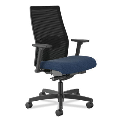 Ignition 2.0 4-Way Stretch Mid-Black Mesh Task Chair, Supports 300 lb, 17" to 21" Seat Ht, Navy/Black OrdermeInc OrdermeInc