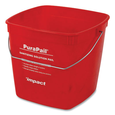Impact® PuraPail Sanitizing Bucket, 6 qt, Polyethylene, Red - OrdermeInc