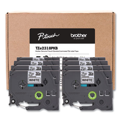 TZe Series Standard Adhesive Laminated Labeling Tape, 0.5", Black on White, 8/Pack OrdermeInc OrdermeInc