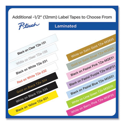 TZe Series Standard Adhesive Laminated Labeling Tape, 0.5", Black on White, 4/Pack OrdermeInc OrdermeInc