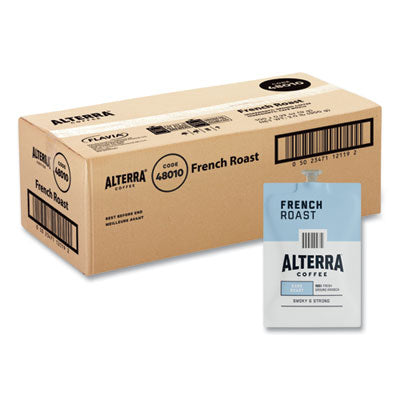 Alterra French Roast Coffee Freshpack, French Roast, 0.32 oz Pouch, 100/Carton - OrdermeInc