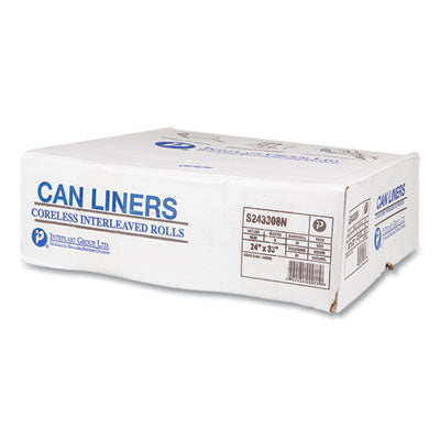 High-Density Commercial Can Liners, 16 gal, 8 mic, 24" x 33", Natural, 50 Bags/Roll, 20 Interleaved Rolls/Carton OrdermeInc OrdermeInc