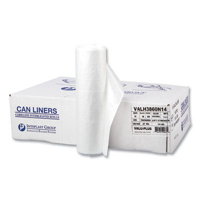 Inteplast Group High-Density Commercial Can Liners Value Pack, 60 gal, 12 mic, 38" x 58", Clear, 25 Bags/Roll, 8 Interleaved Rolls/Carton OrdermeInc OrdermeInc