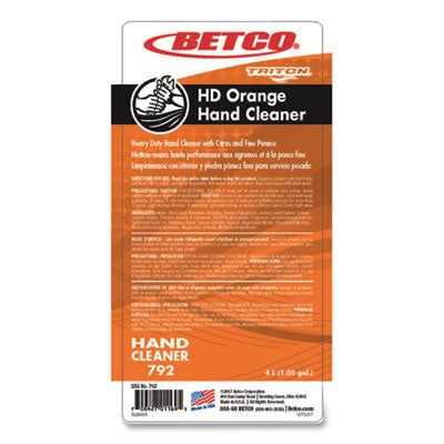 HD Orange Hand Cleaner Refill, Citrus Zest, 4 L Refill Bottle for Triton Dispensers, 4/Carton OrdermeInc OrdermeInc