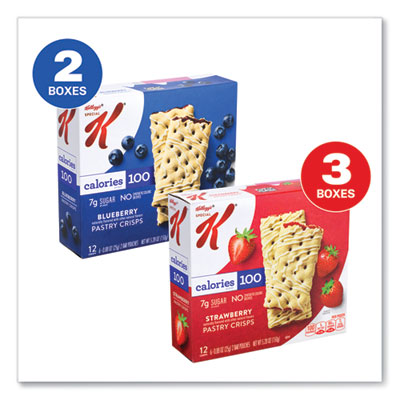 Kellogg's® Special K Pastry Crisps, (36) Strawberry; (24) Blueberry, 0.88 oz, 2/Pouch, 30 Pouches/Carton, Ships in 1-3 Business Days - OrdermeInc