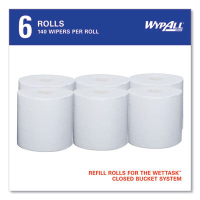 WypAll® Critical Clean Wipers for Bleach, Disinfectants, Sanitizers WetTask Customizable Wet Wiping System, 90/Roll, 6 Rolls/Carton - OrdermeInc