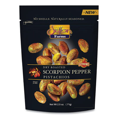 Scorpion Pepper Pistachios, 2.5 oz Bag, 8/Carton - OrdermeInc