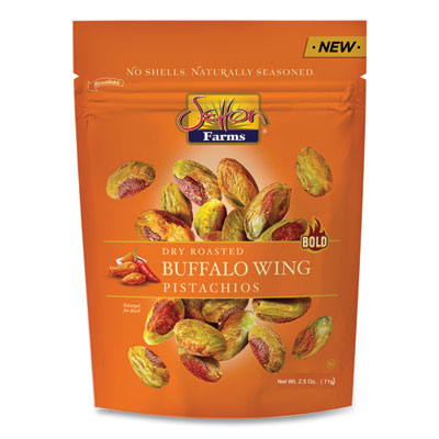 Buffalo Pistachios, Buffalo Wing, 2.5 oz Bag, 8/Carton - OrdermeInc