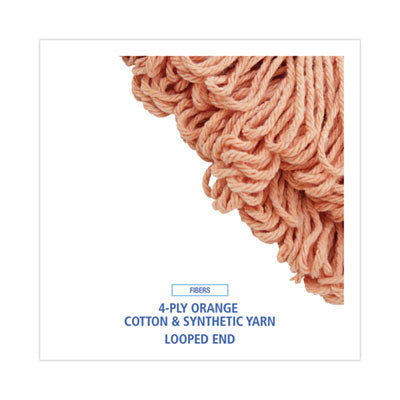 BOARDWALK Super Loop Wet Mop Head, Cotton/Synthetic Fiber, 5" Headband, Large Size, Orange, 12/Carton - OrdermeInc