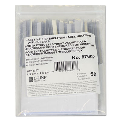 C-LINE PRODUCTS, INC Self-Adhesive Label Holders, Top Load, 0.5 x 3, Clear, 50/Pack - OrdermeInc