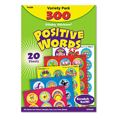 TREND® Stinky Stickers Variety Pack, Positive Words, Assorted Colors, 300/Pack - OrdermeInc