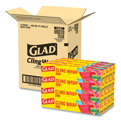 CLOROX SALES CO. ClingWrap Plastic Wrap, 200 Square Foot Roll, Clear, 12 Rolls/Carton - OrdermeInc