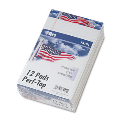 American Pride Writing Pad, Narrow Rule, Red/White/Blue Headband, 50 White 5 x 8 Sheets, 12/Pack OrdermeInc OrdermeInc