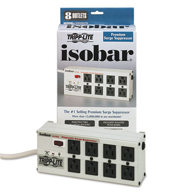 Isobar Surge Protector, 8 AC Outlets, 12 ft Cord, 3,840 J, Light Gray OrdermeInc OrdermeInc