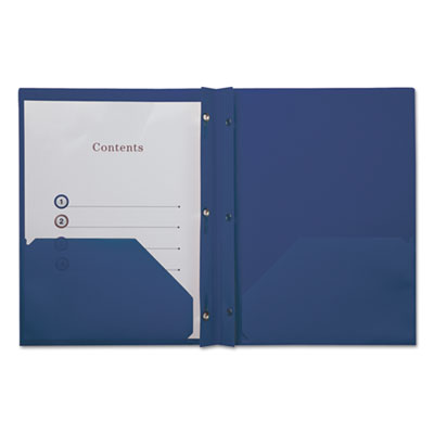 Universal® Plastic Twin-Pocket Report Covers, Three-Prong Fastener, 11 x 8.5, Roya Blue/ Royal Blue, 10/Pack - OrdermeInc