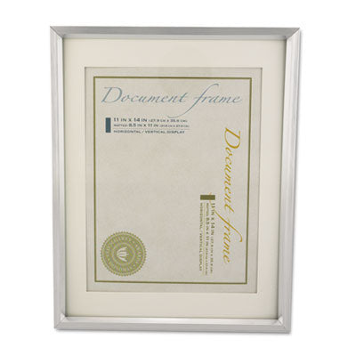 Plastic Document Frame with Mat, 11 x 14 and 8.5 x 11 Inserts, Metallic Silver OrdermeInc OrdermeInc