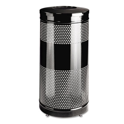 Rubbermaid® Commercial Classics Perforated Open Top Receptacle, 25 gal, Steel, Black - OrdermeInc