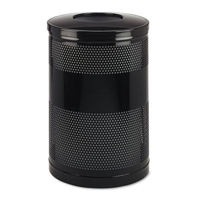 RUBBERMAID COMMERCIAL PROD. Classics Perforated Open Top Receptacle, 51 gal, Steel, Black - OrdermeInc