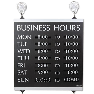 Headline® Sign Century Series Business Hours Sign, Heavy-Duty Plastic, 13 x 14, Black OrdermeInc OrdermeInc