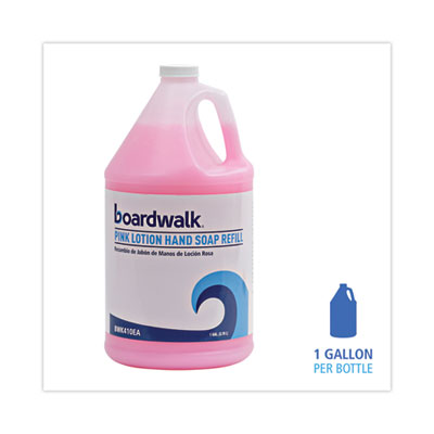 BOARDWALK Mild Cleansing Pink Lotion Soap, Cherry Scent, Liquid, 1 gal Bottle, 4/Carton - OrdermeInc