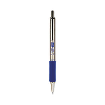 Zebra® F-402 Ballpoint Pen, Retractable, Fine 0.7 mm, Blue Ink, Stainless Steel/Blue Barrel, 2/Pack - OrdermeInc