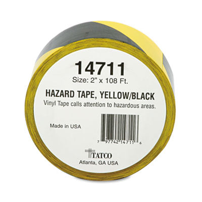 Tatco Hazard Marking Aisle Tape, 2" x 108 ft, Black/Yellow OrdermeInc OrdermeInc