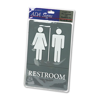 Headline® Sign ADA Sign, Restroom Symbol Tactile Graphic, Molded Plastic, 6 x 9, Gray OrdermeInc OrdermeInc