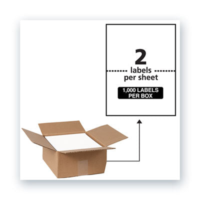 Waterproof Shipping Labels with TrueBlock Technology, Laser Printers, 5.5 x 8.5, White, 2/Sheet, 500 Sheets/Box OrdermeInc OrdermeInc