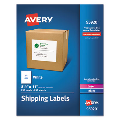 White Shipping Labels-Bulk Packs, Inkjet/Laser Printers, 8.5 x 11, White, 250/Box OrdermeInc OrdermeInc