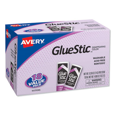 Permanent Glue Stic Value Pack, 0.26 oz, Applies Purple, Dries Clear, 18/Pack OrdermeInc OrdermeInc