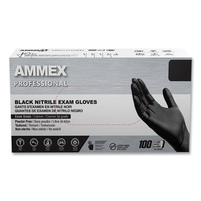 Nitrile Exam Gloves, Powder-Free, 3 mil, Small, Black, 100/Box, 10 Boxes/Carton OrdermeInc OrdermeInc