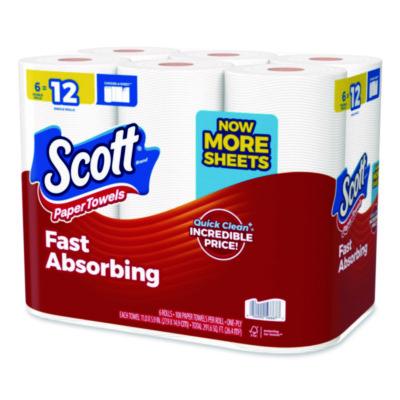 Choose-A-Sheet Kitchen Roll Paper Towels, Double Roll, 1-Ply, White, 108 Sheets/Roll, 6 Rolls/Pack, 4 Packs/Carton