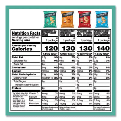 PopCorners Popped Corn Chips Snacks Variety Pack, Assorted Flavors, 1 oz Bag, 28/Pack - OrderMe
