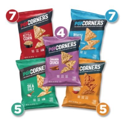 PopCorners Popped Corn Chips Snacks Variety Pack, Assorted Flavors, 1 oz Bag, 28/Pack - OrderMe